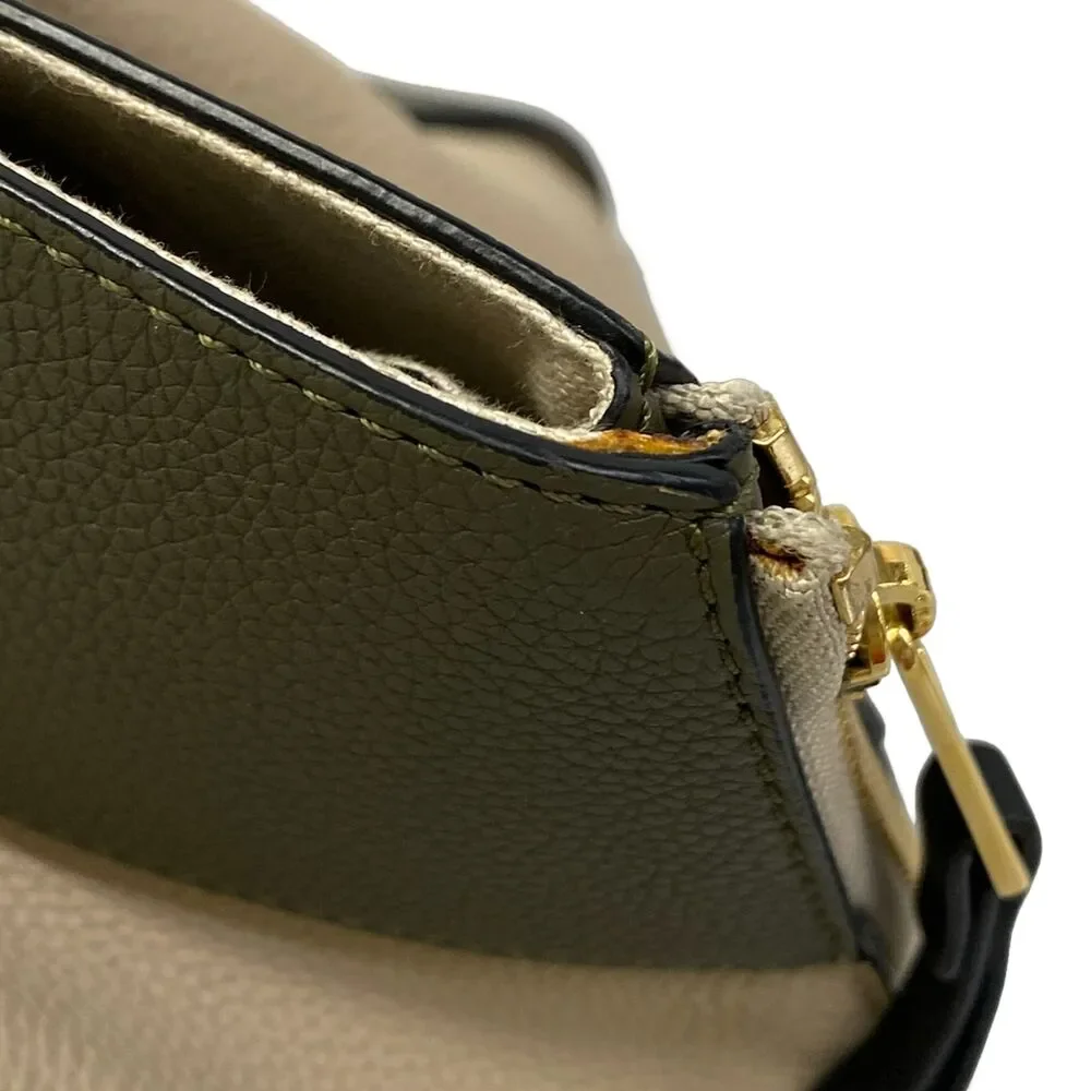 Loewe Hammock Medium Handbag 387.12RT38 Khaki Cream Black Soft grained calf